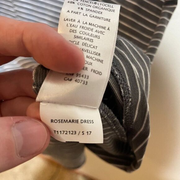 Toad&Co Size Small S Rosemarie Dress Gray White Stripe Short Sleeve - Picture 10 of 10